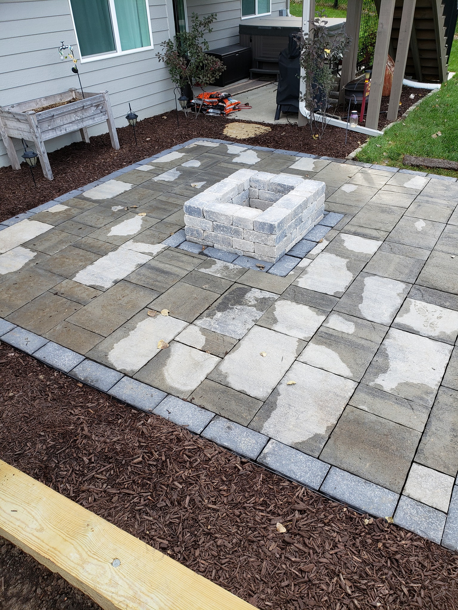 Paver Patio with Fire Pit Norwalk Seasonal Services