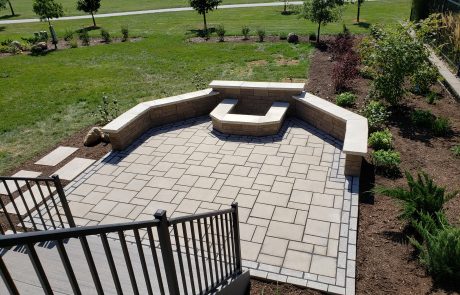 Backyard Techo-Bloc Paver Patio and Fire Pit by Norwalk Seasonal - Des Moines, Iowa