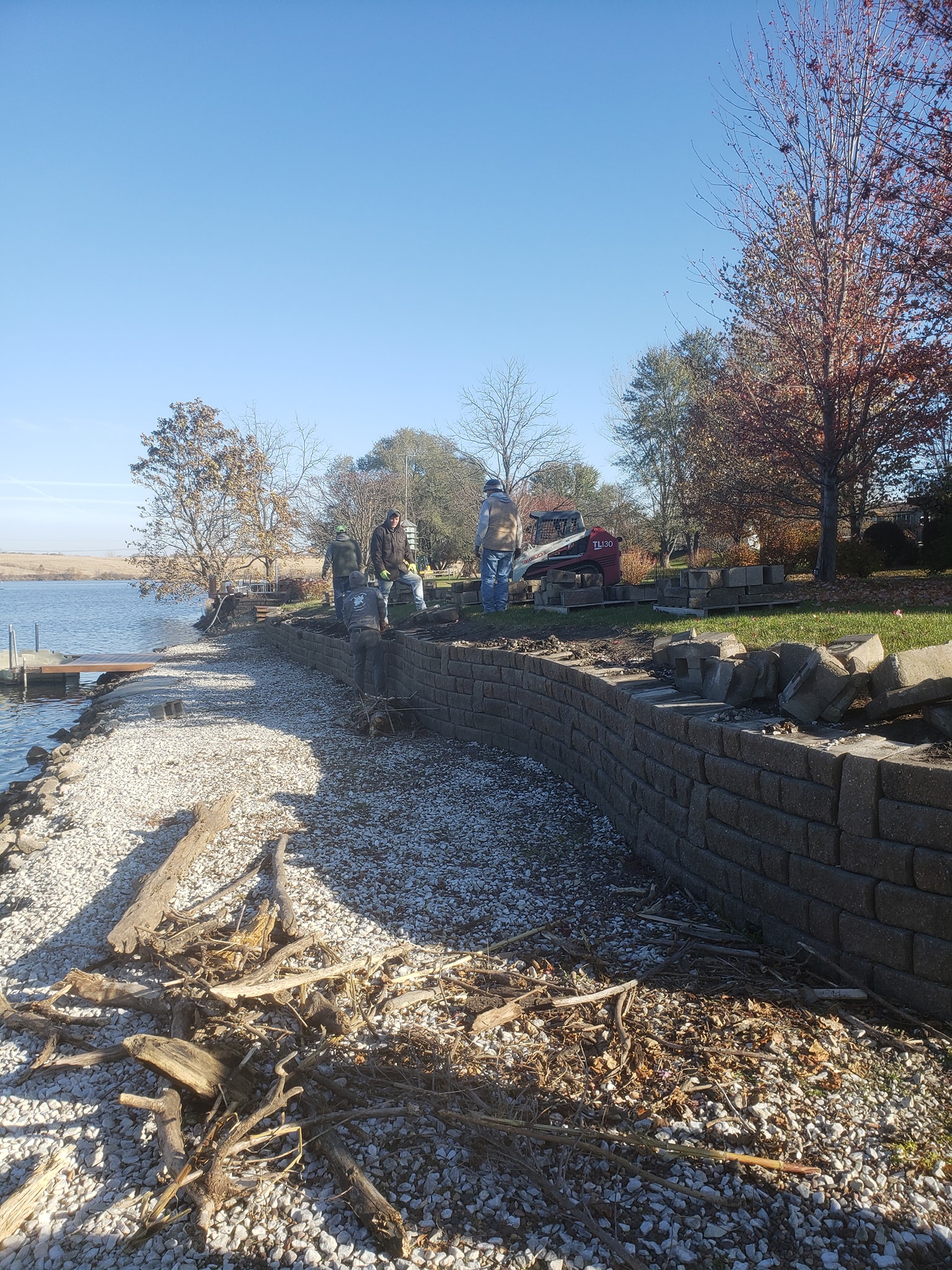 Lakeside Retaining Wall Renovation | Norwalk Seasonal Services