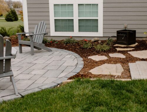 Stonework Patio with Mulch Landscaping